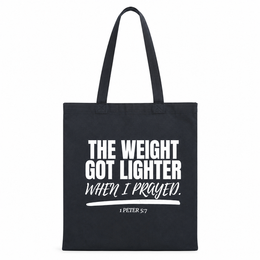 The Lighter Load Tote (White Print)