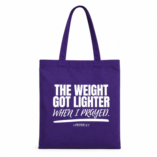 The Lighter Load Tote (White Print)